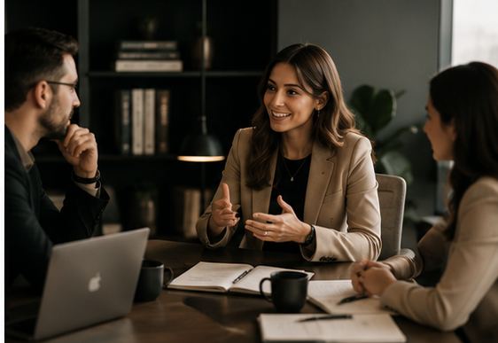 NOEVARA consultant leading a strategy discussion with a client team